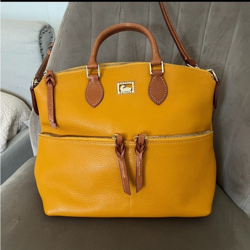 Dooney & Bourke Yellow Leather Satchel - Picture 7 of 8